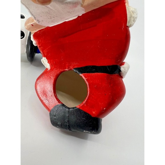 Ceramic Hand Paintd Snowman & Santa Claus Christmas Stocking Holder Shelf Sitter - Picture 3 of 5